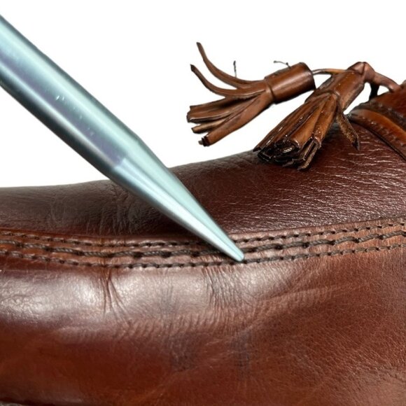 Bostonian Brown Leather Upper Dress Shoe Slip On Tassels Made in Italy Size 12 - Picture 15 of 16